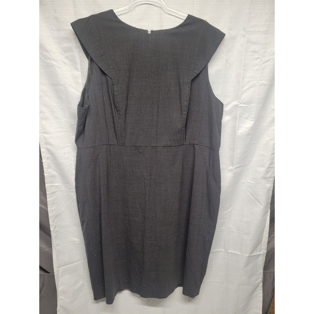 J Crew Sz 24 Heather Gray Flannel Sheath Dress Wool Cap Sleeve